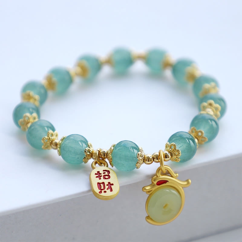 8mm Green Aventurine Lucky Fortune Dragon Bracelet