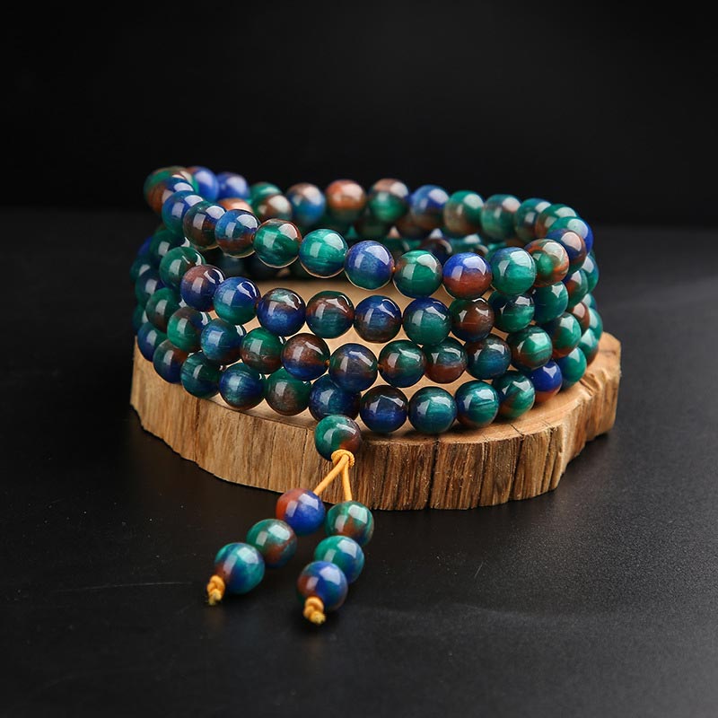 Colorful Sea Willow 8mm 108-Bead Mala Bracelet for Prosperity