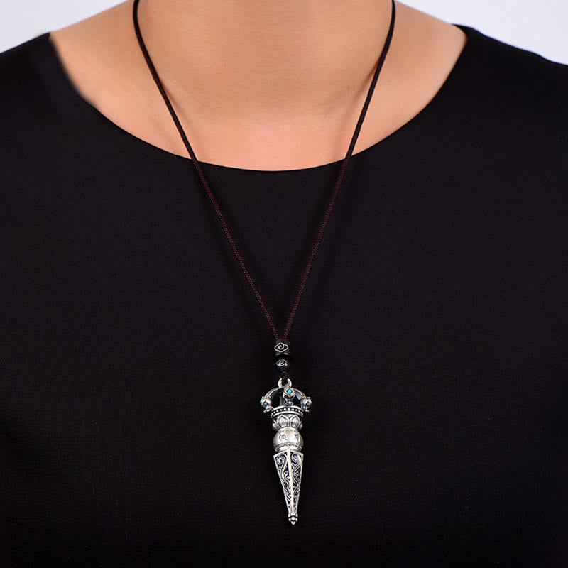 Kupfer Om Mani Padme Hum Halskette mit Dorje Vajra Anhänger