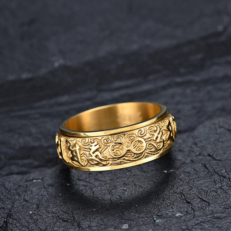 8 mm Titanstahl-Ring „Om Mani Padme Hum“ für Gleichgewicht und Ruhe