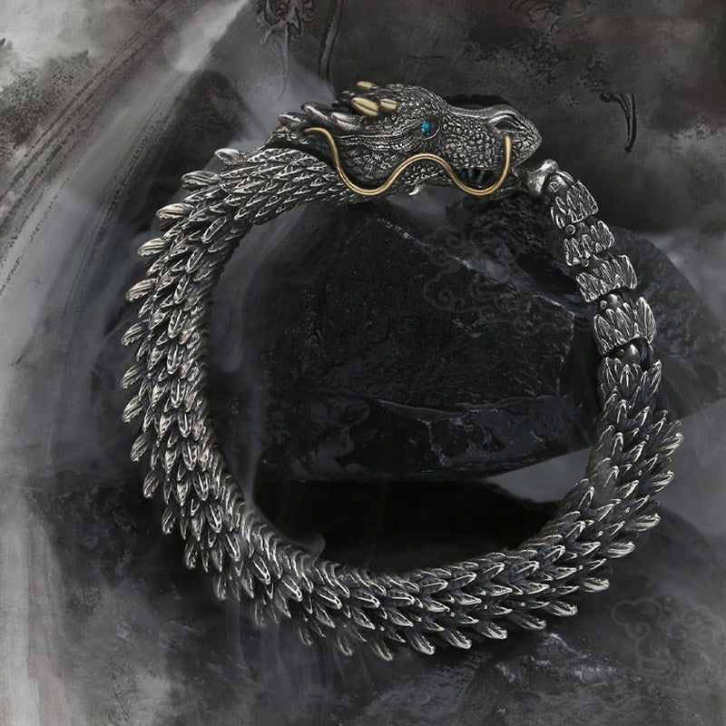 Nordischer Drache, handgefertigtes Glücks- und Schutzkettenarmband