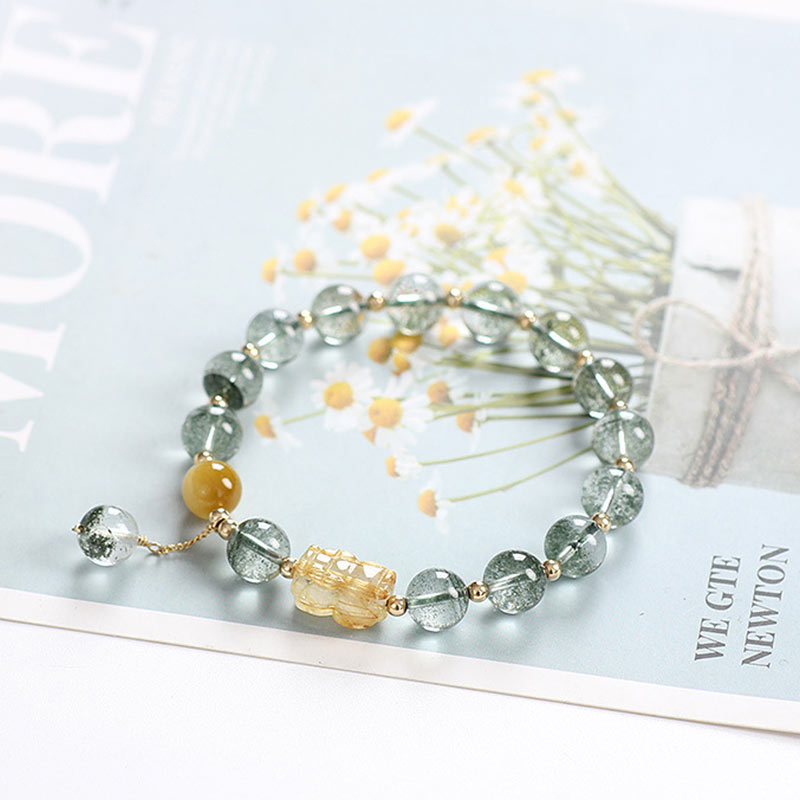 8mm Green Phantom Citrine PiXiu Confidence Bracelet