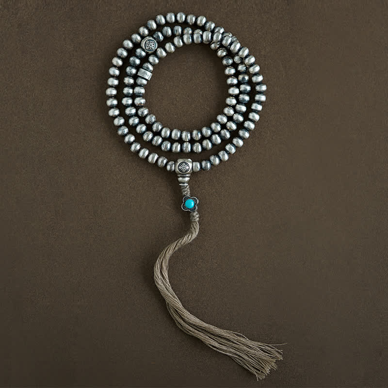 108 Mala Perlen Sterling Silber Rot Achat Türkis Vertrauen Armband