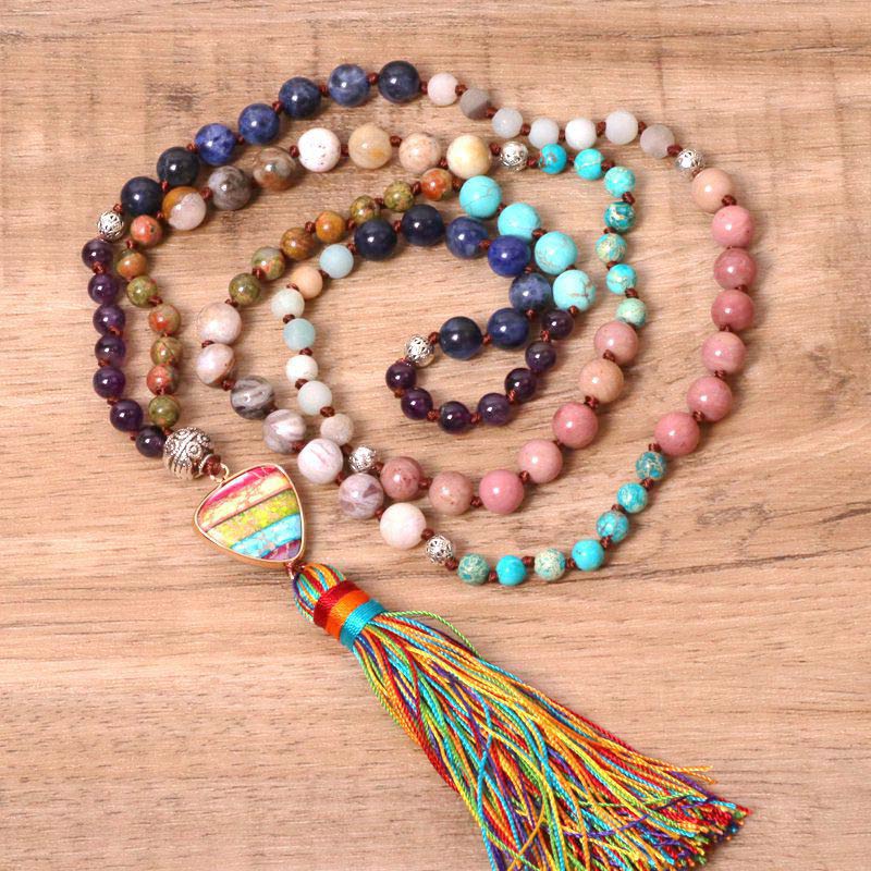 Turquoise & Amethyst Balance Necklace for Meditation & Protection