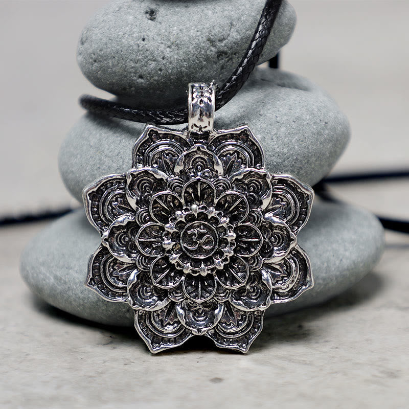 Lotus Pendant Necklace with Blessing Symbol | Healing Sounds