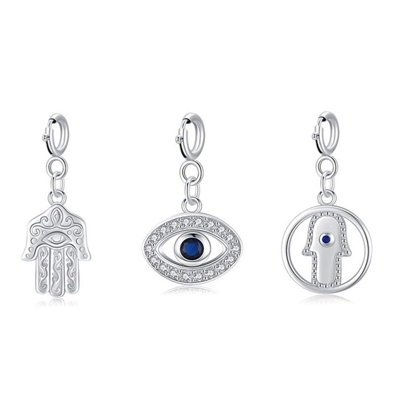 925 Sterling Silver Evil Eye Hamsa Pendant Necklace for Protection
