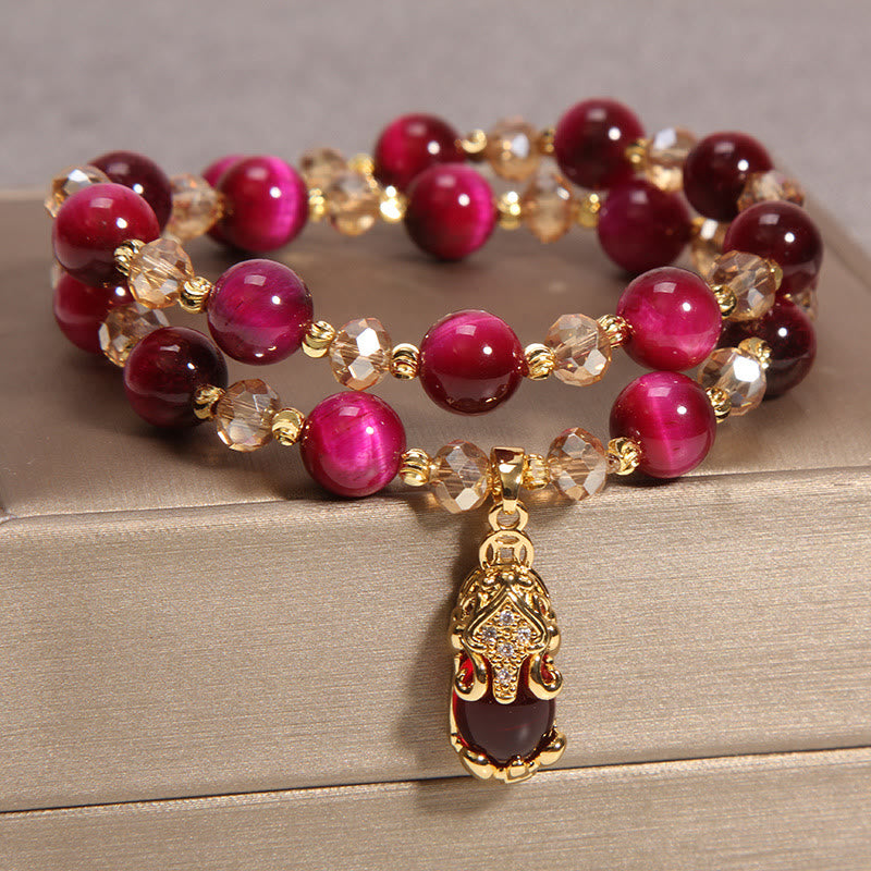 8 mm Tigerauge Pixiu Fuchs Doppelwickel-Schutzarmband