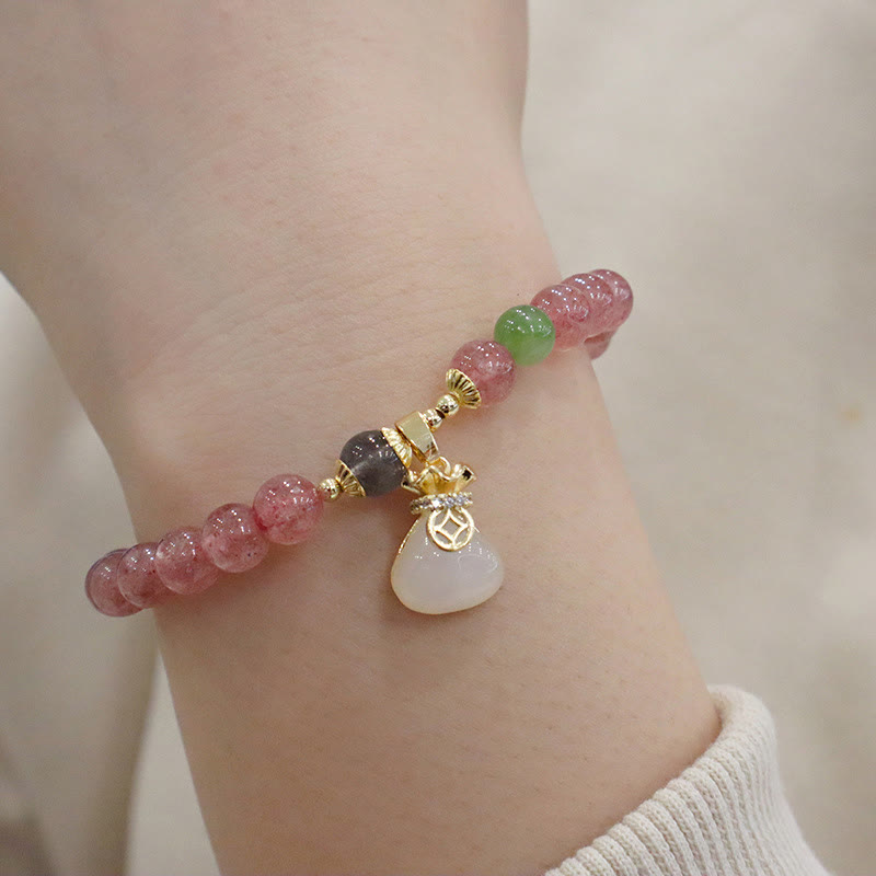 6,5 mm Erdbeerquarz-Jade-Heilarmband für den Frieden