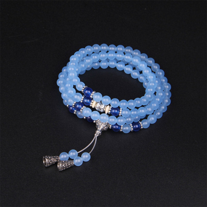 108 Perlen Blauer Kristall Edelstein Mala Armband 6mm Heilung