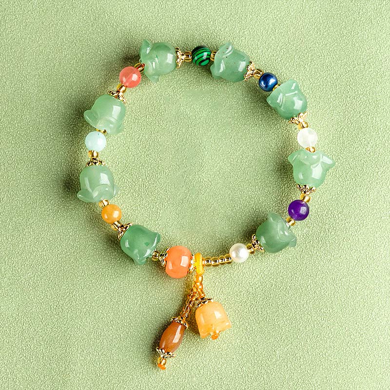 Green Aventurine Magnolia Flower Luck Bracelet