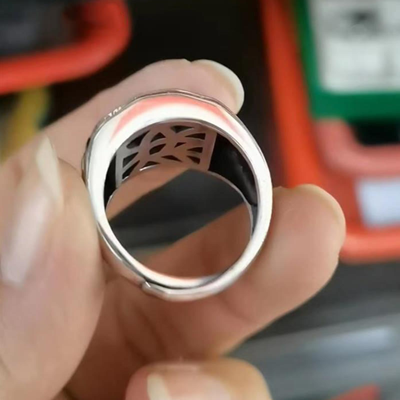 925 Sterling Silber Sanskrit Schutz Spiritueller Ring Verstellbar