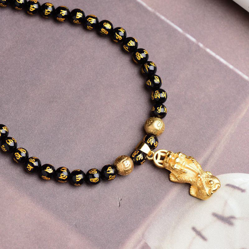 Obsidian Pixiu Necklace | FengShui Wealth Protection Charm