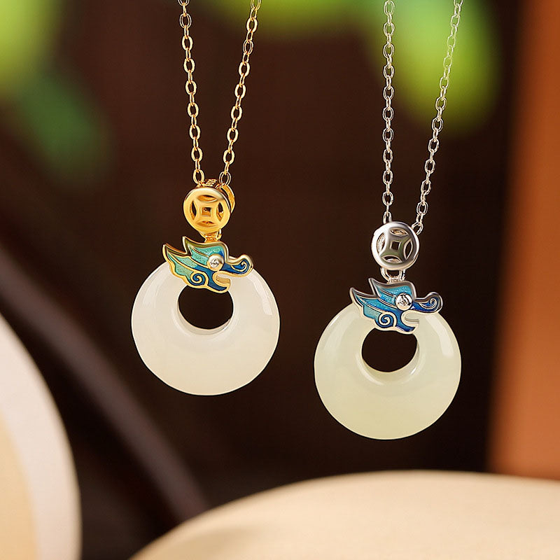 Hetian Jade Dragon Peace Buckle Halskette | Schutz & Glück