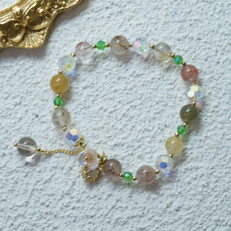 Strawberry Quartz Fluorite Healing Bracelet for Emotional Clarity