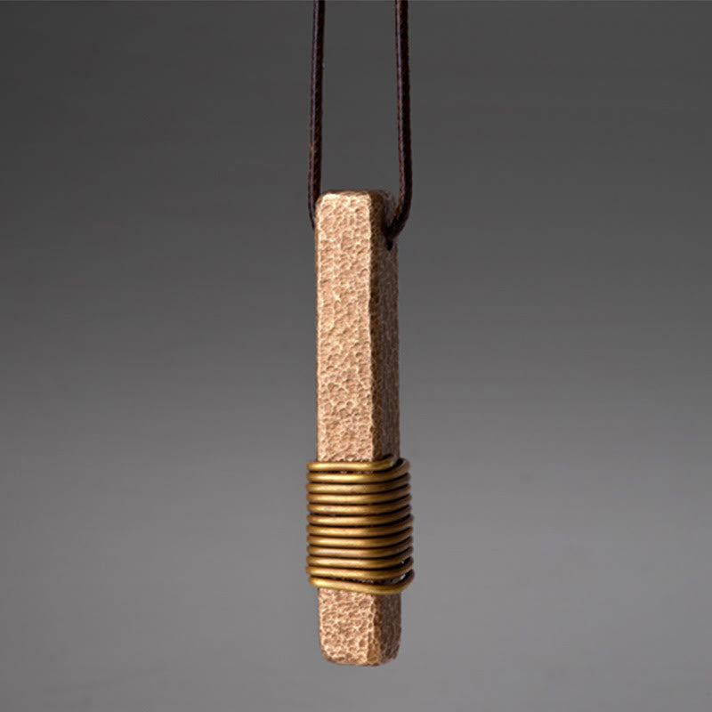 Kupferne Vintage-Halskette mit strukturiertem Reichtum für spirituelles Glück