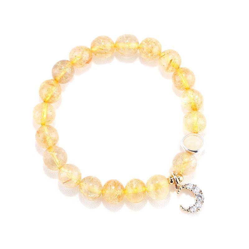 8mm Citrine Luck Protection Moon Charm Bracelet