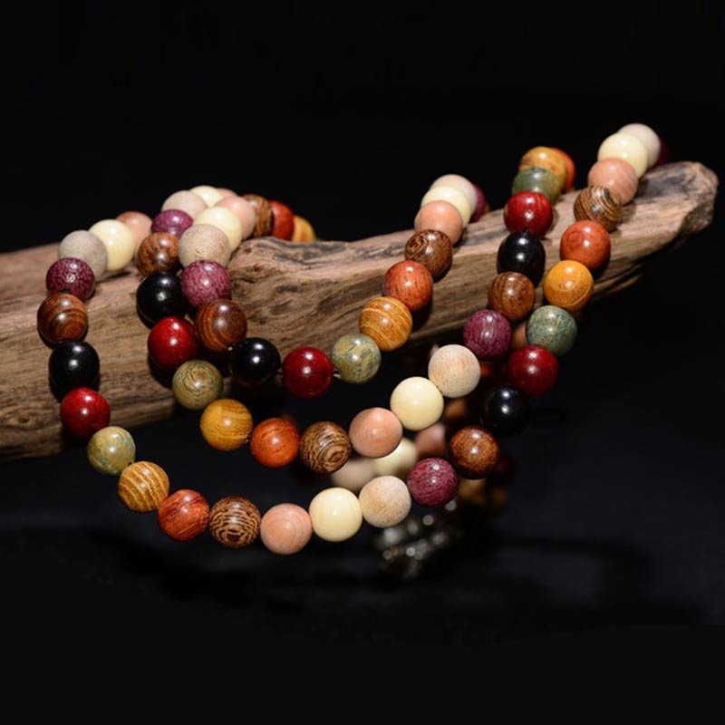 Mala-Armband aus Wengeholz mit 108 Perlen für Meditation und Balance