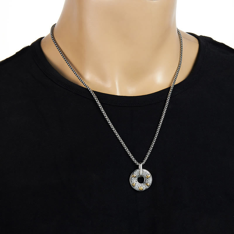 Om Mani Padme Hum Halskette | Peace Buckle Anhänger aus Titanstahl