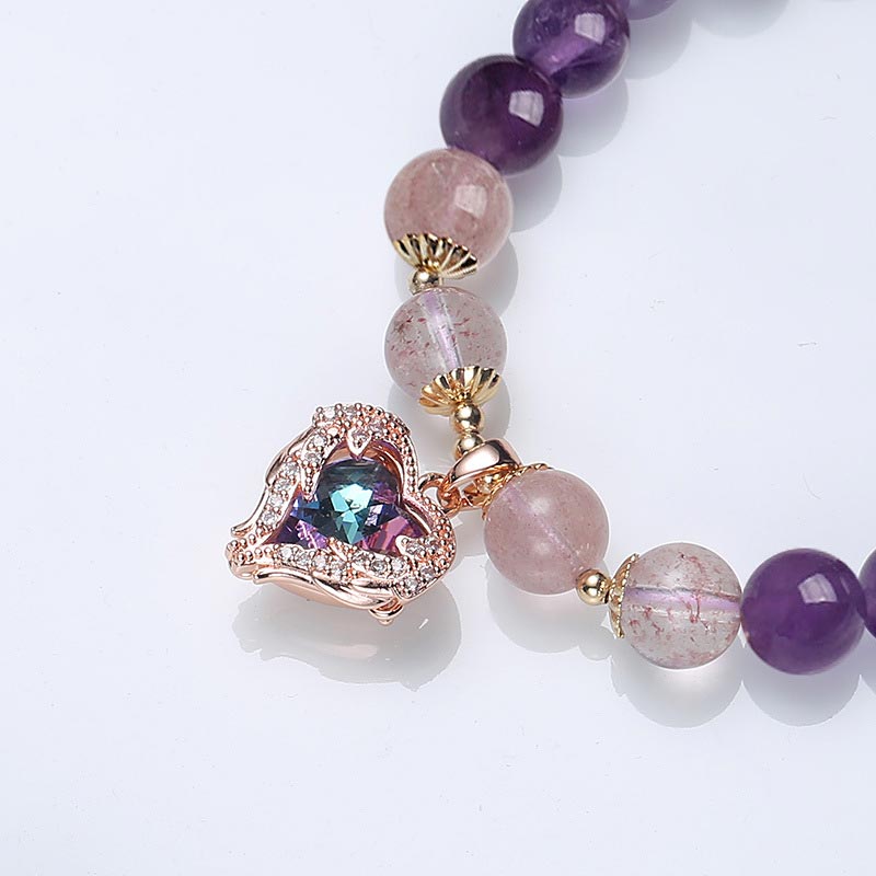8 mm Amethyst-Erdbeerquarz-Heilarmband