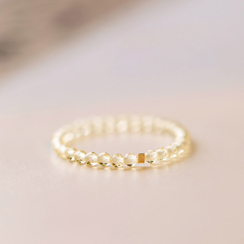 Natürlicher Citrin-Goldring Wohlstand & Glück 14 Karat vergoldet