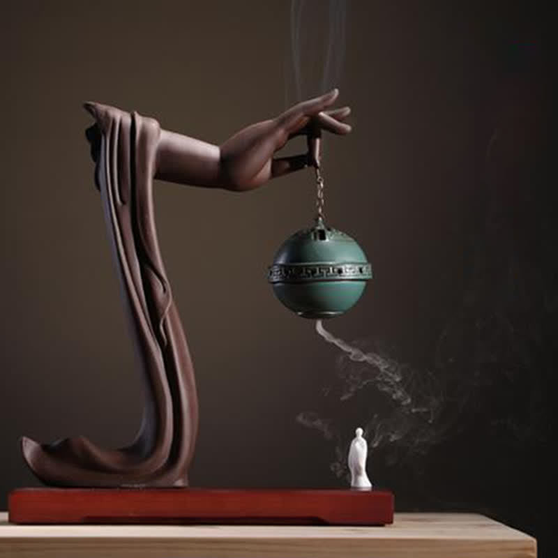 Tibetischer Lotus-Räucherbrenner aus Keramik