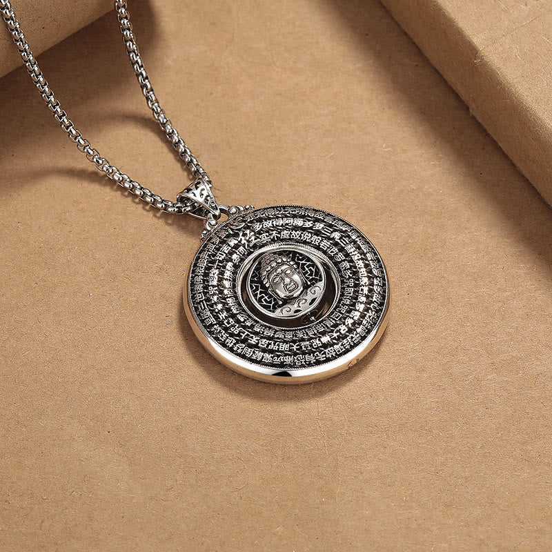 Herz-Sutra-Kupfer-Buddha-Friedensschnalle-Halskette