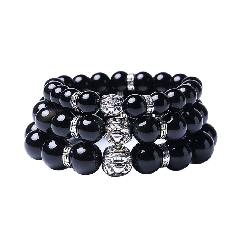 12 mm Regenbogen-Obsidian-PiXiu-Segen-FengShui-Armband