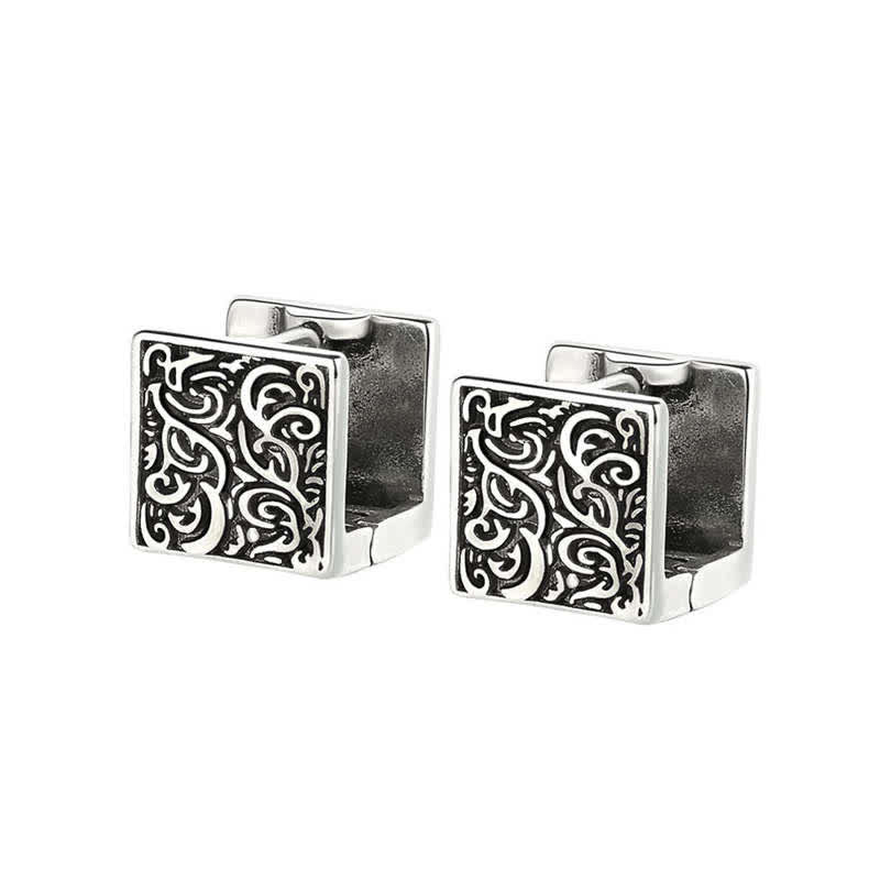 Copper Grass Pattern Square Stud Earrings for Healing Balance