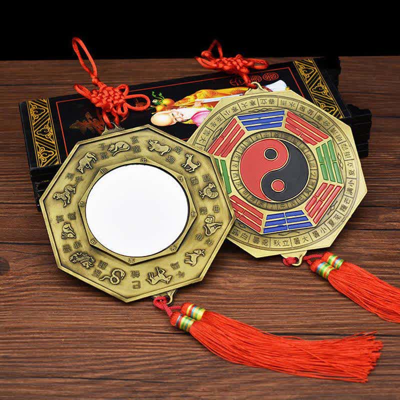 Feng Shui Bagua-Karte mit fünf Kaisermünzen | 6,5 cm großes Harmoniesymbol