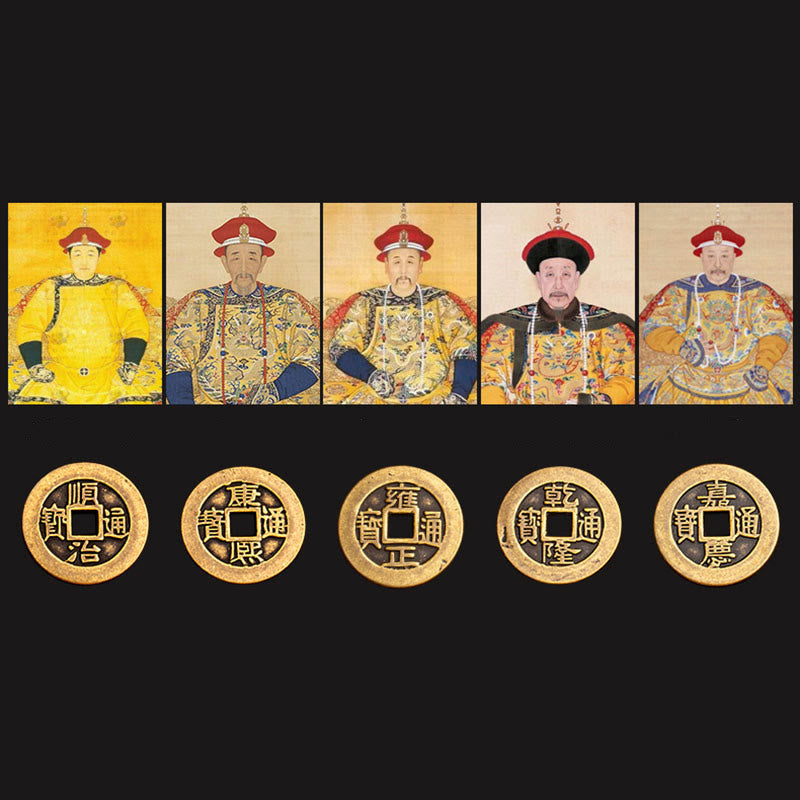 Feng Shui Fünf-Kaiser-Münzen-Schlüsselanhänger für Reichtum und Schutz