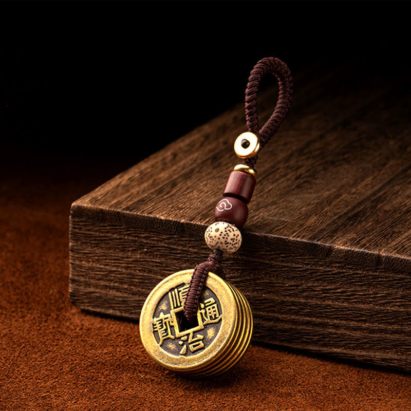 Feng Shui Fünf-Kaiser-Münzen-Schlüsselanhänger für Reichtum und Schutz