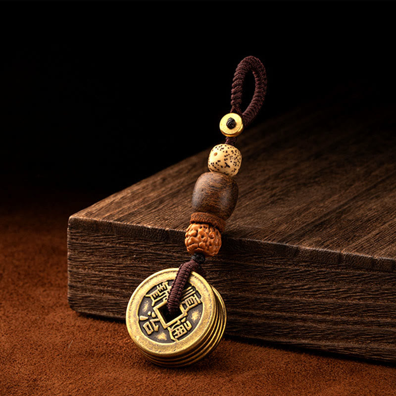 Feng Shui Fünf-Kaiser-Münzen-Schlüsselanhänger für Reichtum und Schutz