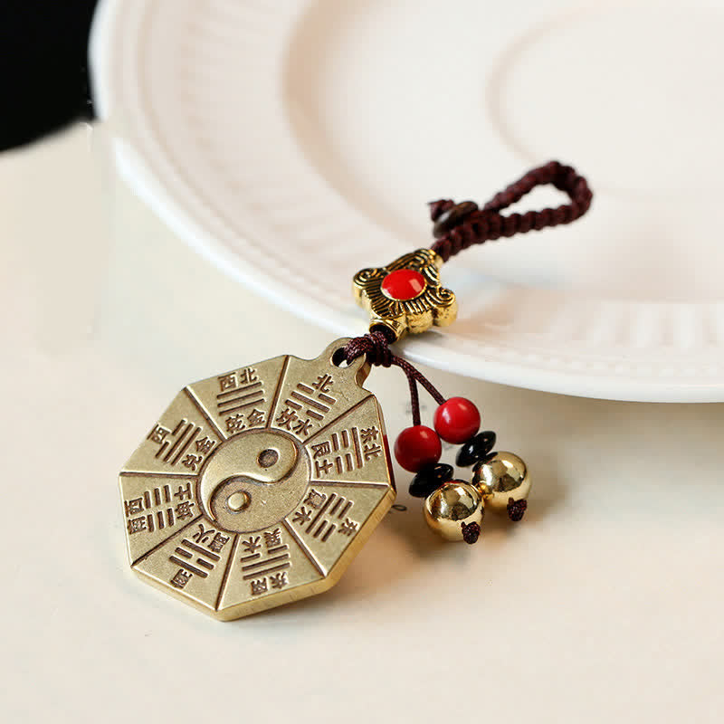 Feng Shui Yin Yang Bagua Balance Schlüsselanhänger Kupfer Messing