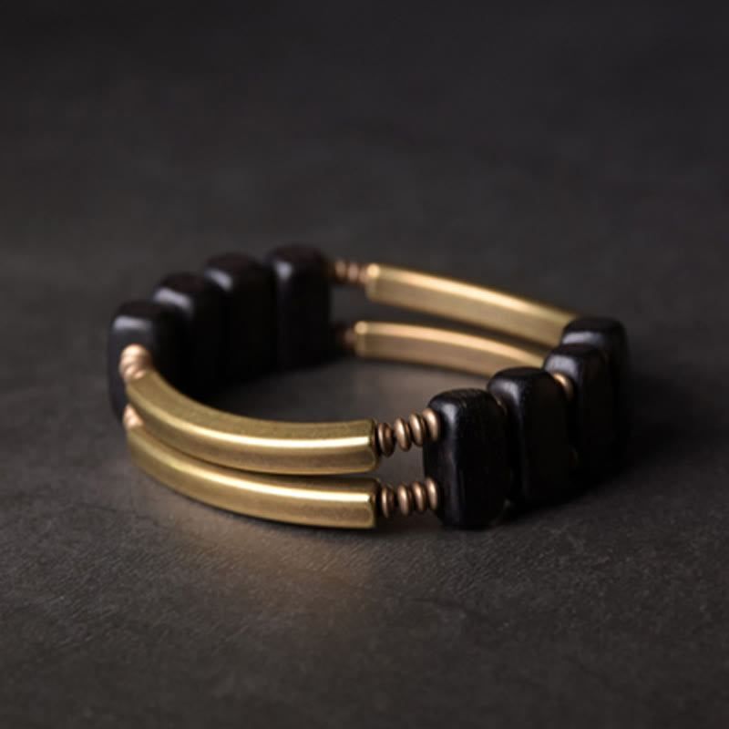 Ebony Wood Copper Double Layer Spiritual Bracelet Balance