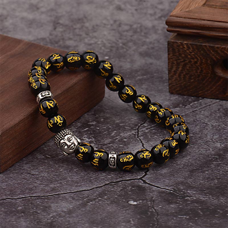 8 mm tibetisches Buddha-Mantra-Armband für Achtsamkeit