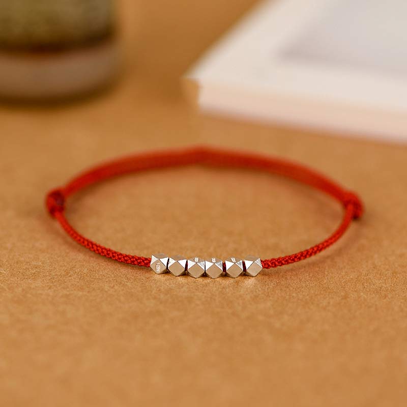 925 Sterling Silber Rote Schnur geflochtenes Armband Fußkettchen zum Schutz