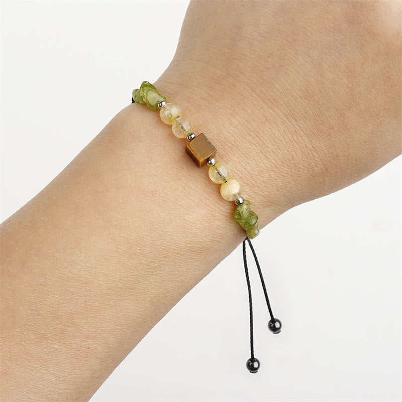 Finden Sie Ihr Joy Peridot Citrin Tigerauge Seil Armband