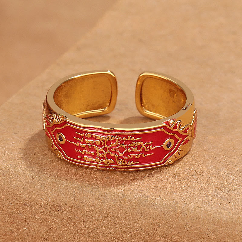 Fünf Schriften Kupfer Heilring | Spirituelle Balance Energie