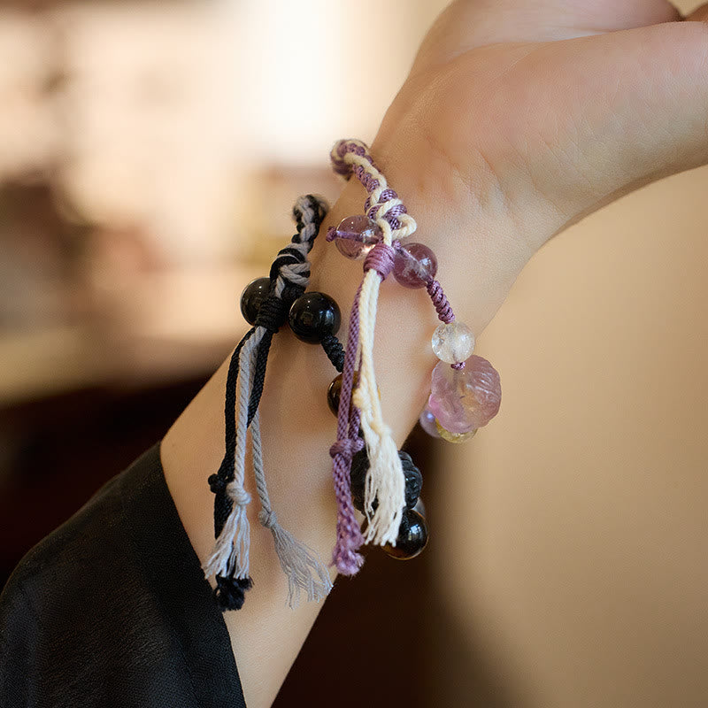 Fluorit-Amethyst-Schutzseilarmband 14–18 cm