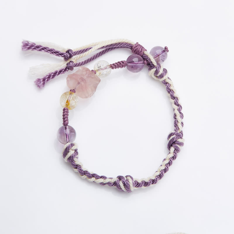 Fluorit-Amethyst-Schutzseilarmband 14–18 cm