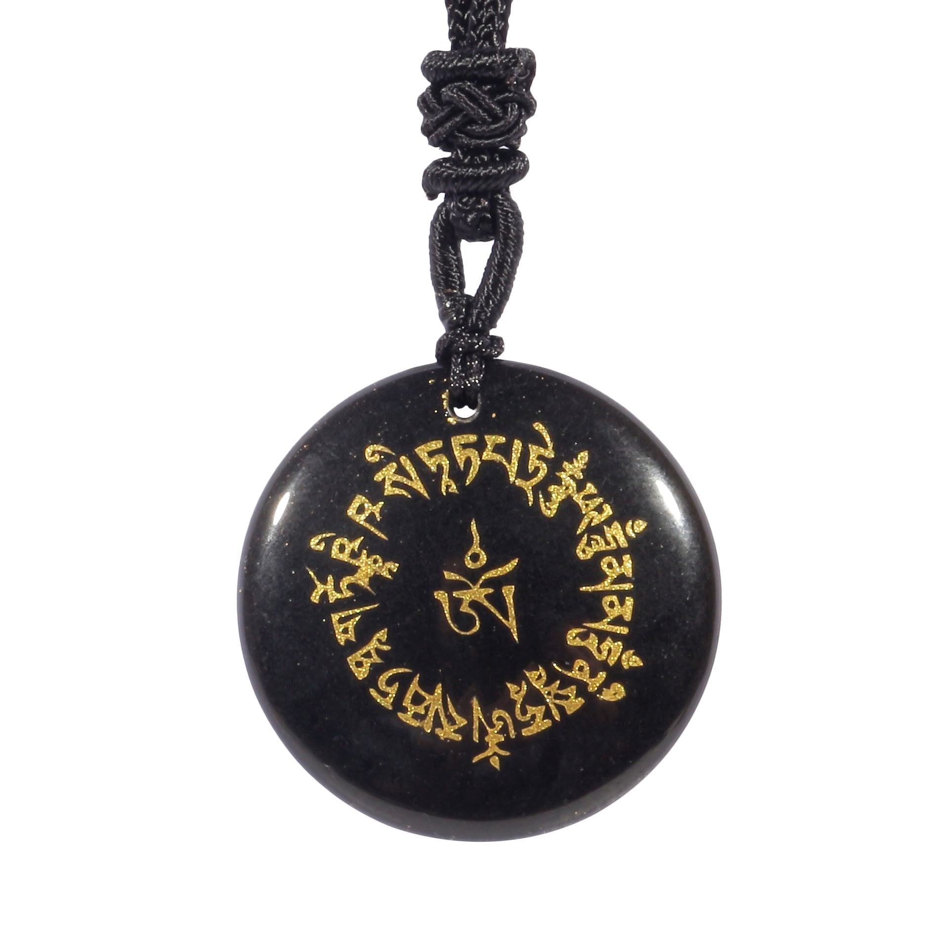 Mantra-Halskettenanhänger aus Obsidiankristall zum Sammeln von Glück