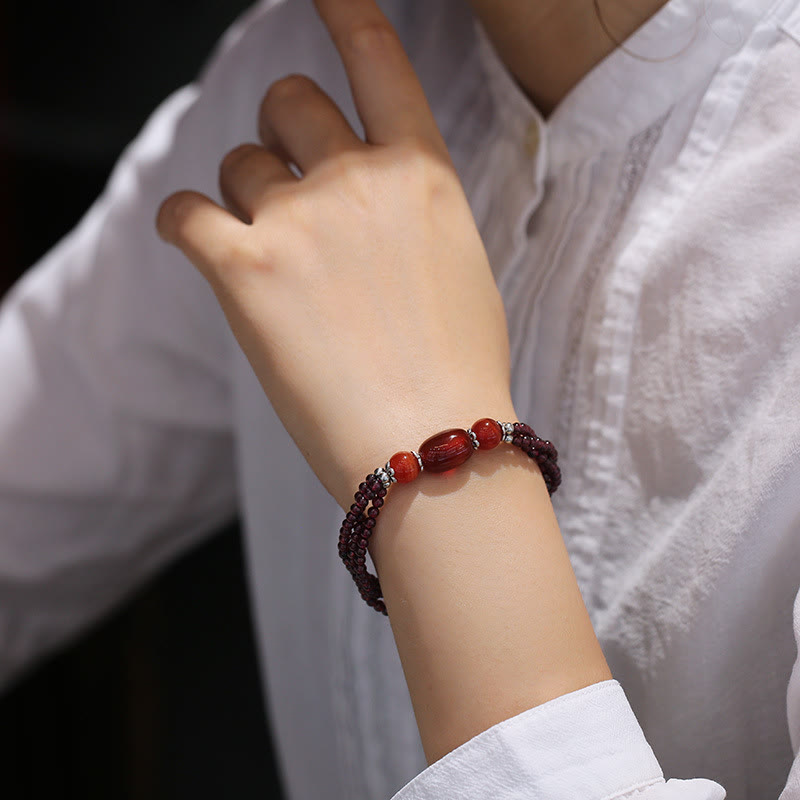 Granatroter Achat-Schutz-Dreischicht-Armband
