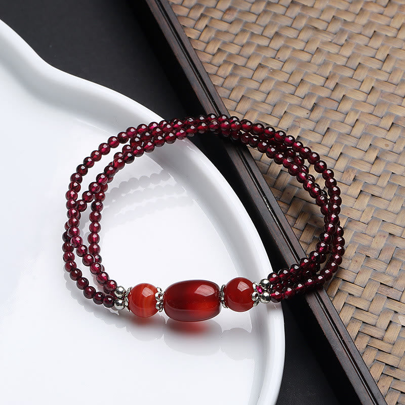 Granatroter Achat-Schutz-Dreischicht-Armband