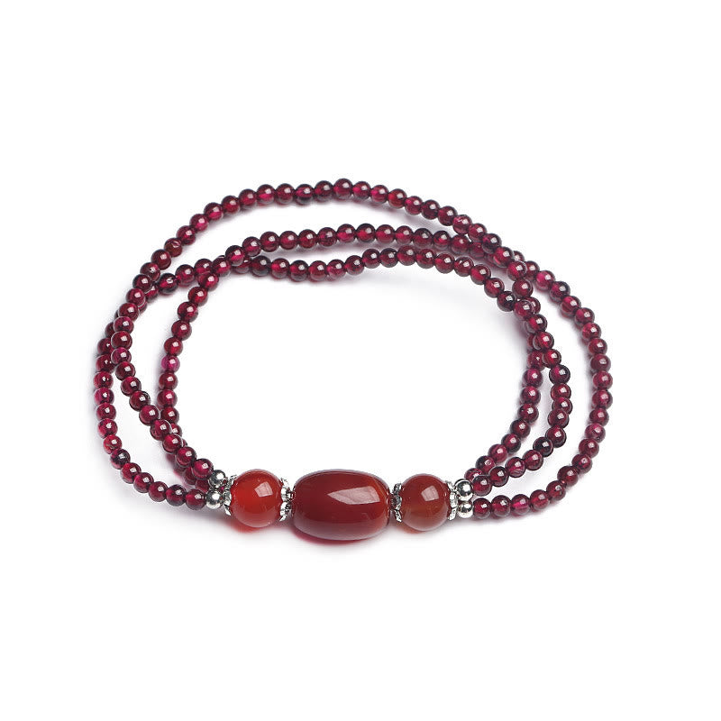 Granatroter Achat-Schutz-Dreischicht-Armband