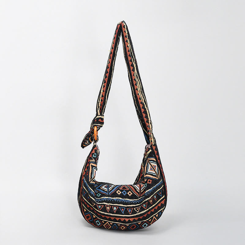 Umhängetasche mit geometrischem Streifenmuster | Verstellbare Schultertasche