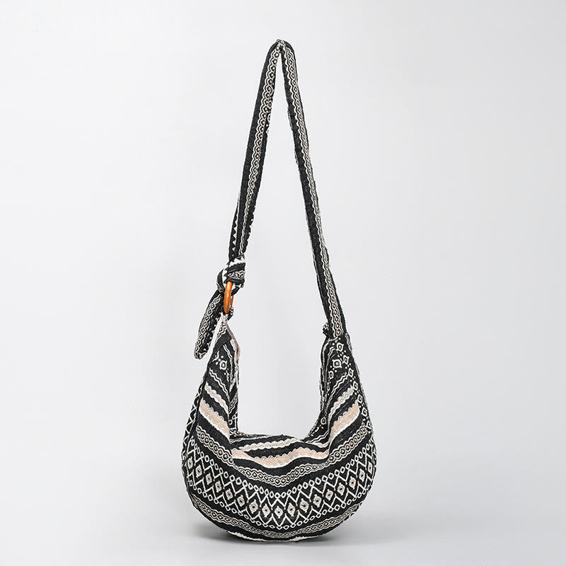 Umhängetasche mit geometrischem Streifenmuster | Verstellbare Schultertasche