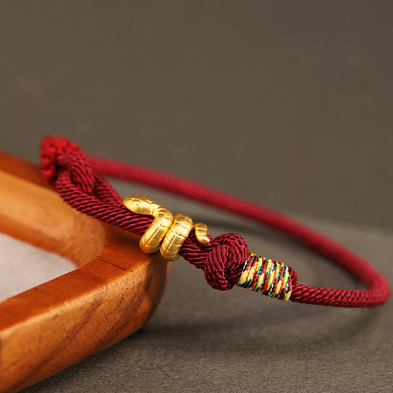 Gold Schlange Rote Schnur Glück Schutz Armband