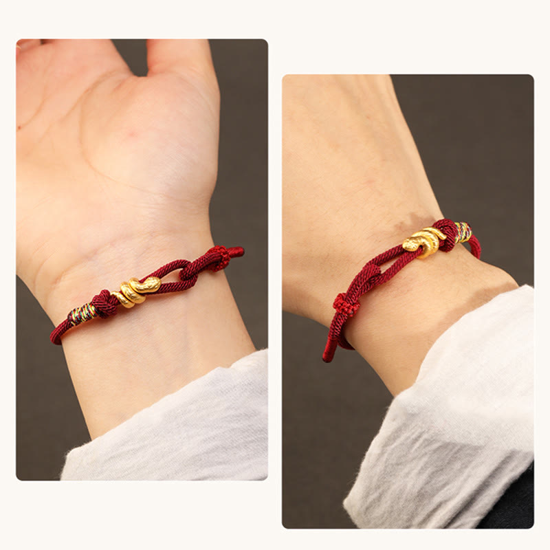 Gold Schlange Rote Schnur Glück Schutz Armband