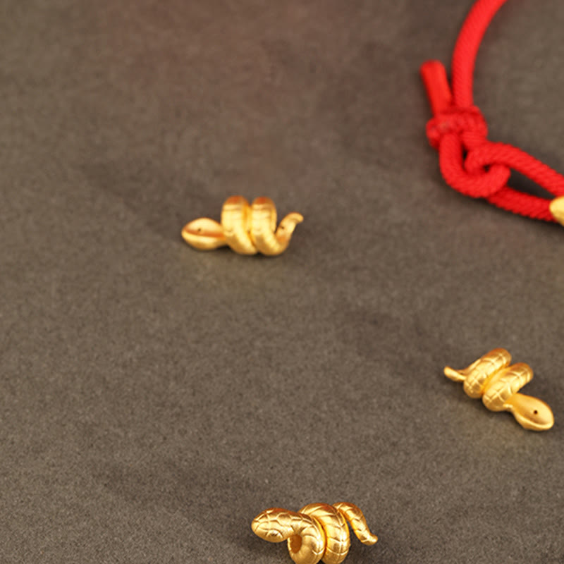 Gold Schlange Rote Schnur Glück Schutz Armband