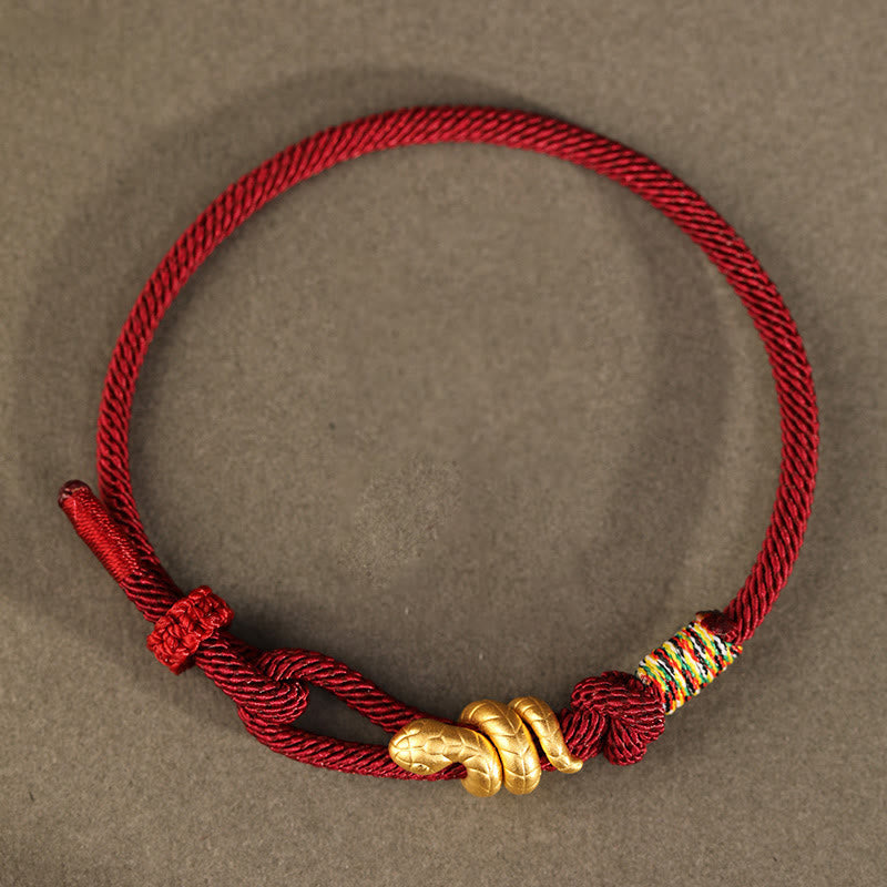 Gold Schlange Rote Schnur Glück Schutz Armband